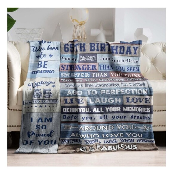 65th Birthday 50x60 in Throw Blanket NWT - Picture 6 of 6